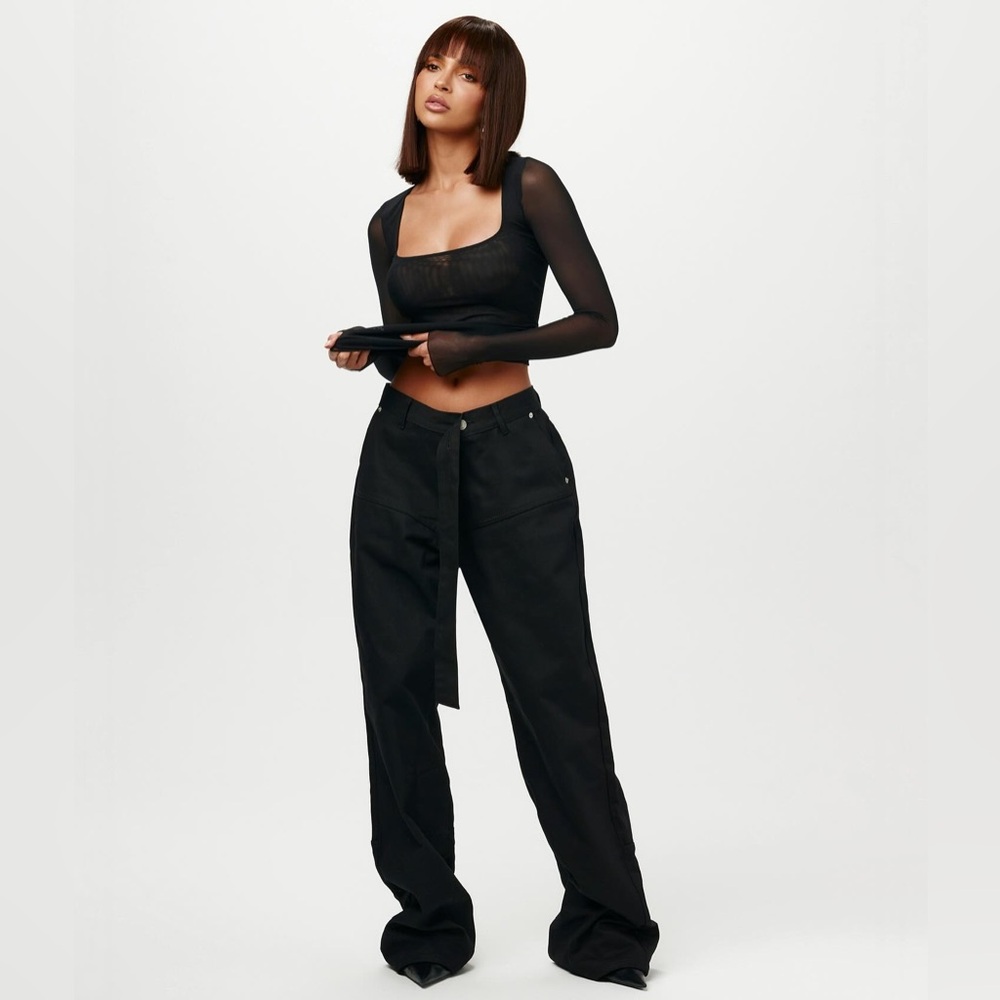 Naked Wardrobe Seamed Wide-Leg Jeans